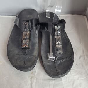 Fitflop Pietra Womens Shoes Size 10 black embellished sandals leather jewels
